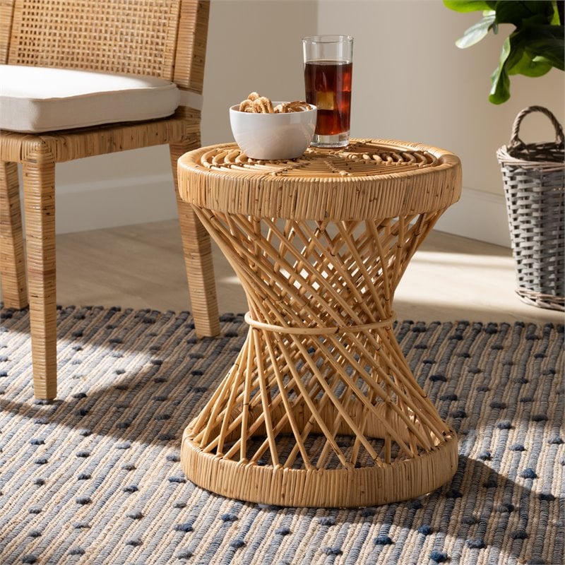 Baxton Studio Seville Natural Finished Rattan End Table