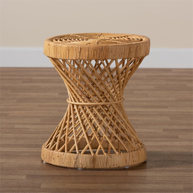 Baxton Studio Seville Natural Finished Rattan End Table