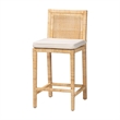 Baxton Studio Sofia Natural Finished Wood and Rattan Counter Stool