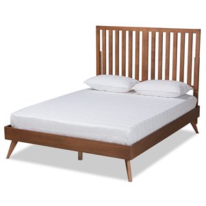 Baxton Studio Saki Walnut Brown Finished Wood King Size Platform Bed