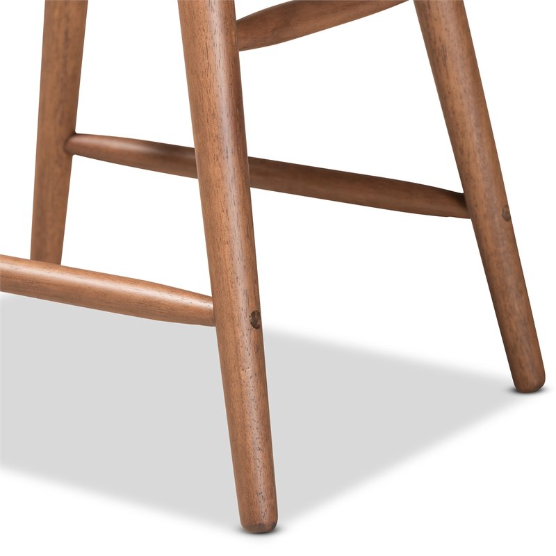 Baxton Studio Sagira Blue and Walnut Brown Finished Wood 2-Piece Stool Set