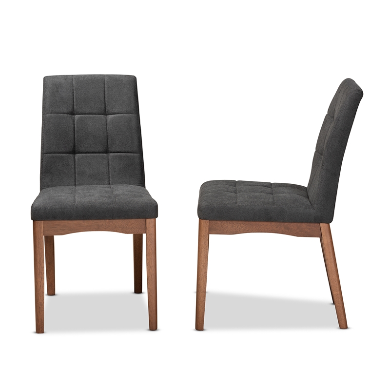 Baxton Studio Tara Dark Grey and Brown Finished Wood 2-Piece Dining Chair Set