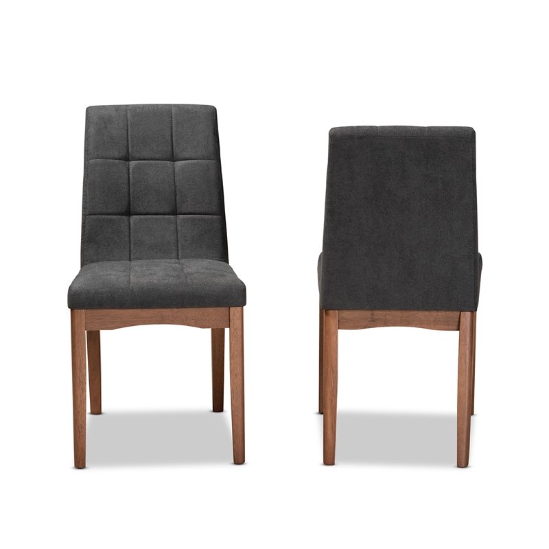 Baxton Studio Tara Dark Grey and Brown Finished Wood 2-Piece Dining Chair Set