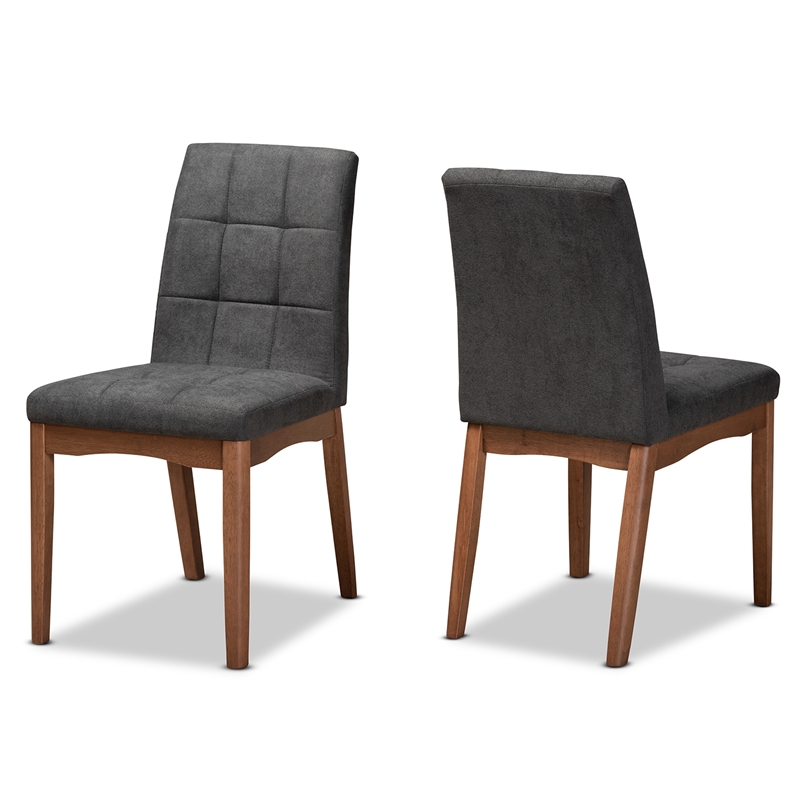 Baxton Studio Tara Dark Grey and Brown Finished Wood 2-Piece Dining Chair Set