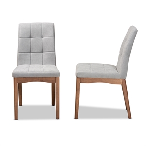 baxton studio tara light grey and brown finished wood 2-piece dining chair set