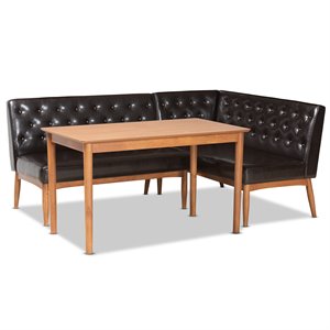Baxton Studio Riordan Dark Brown and Brown Finished Wood 3-Piece Dining Set