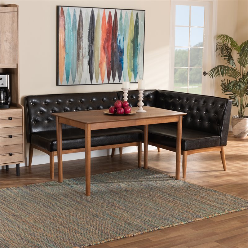 Baxton Studio Riordan Dark Brown and Brown Finished Wood 3-Piece Dining Set