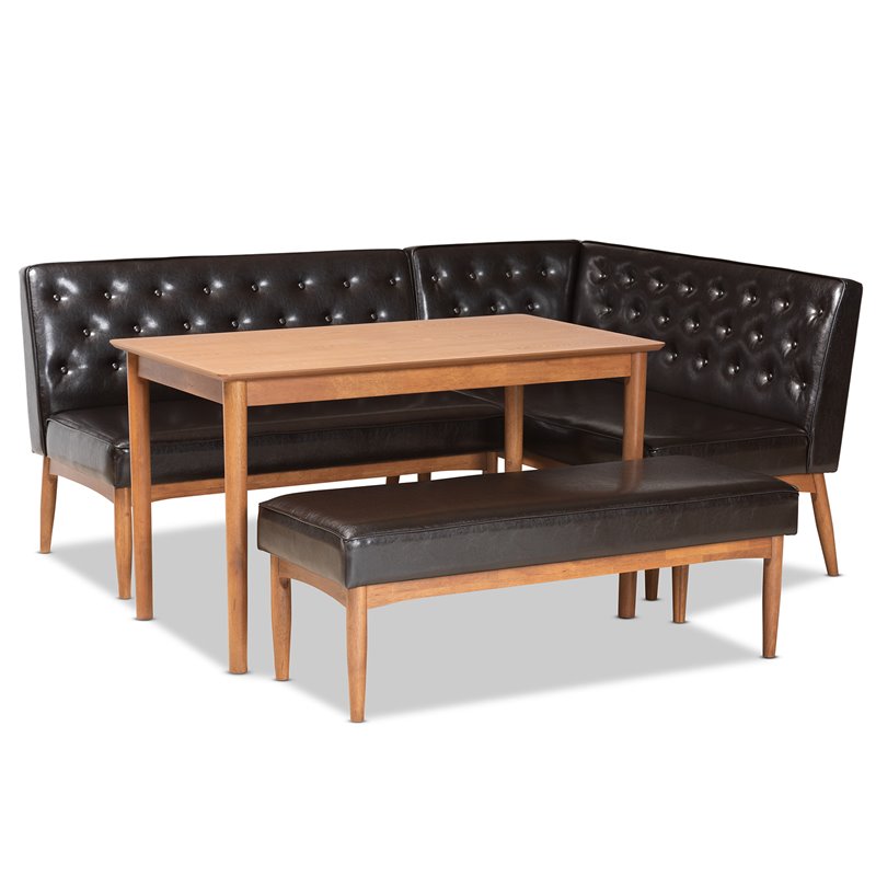 Baxton Studio Riordan Dark Brown and Brown Finished Wood 4-Piece Dining Set