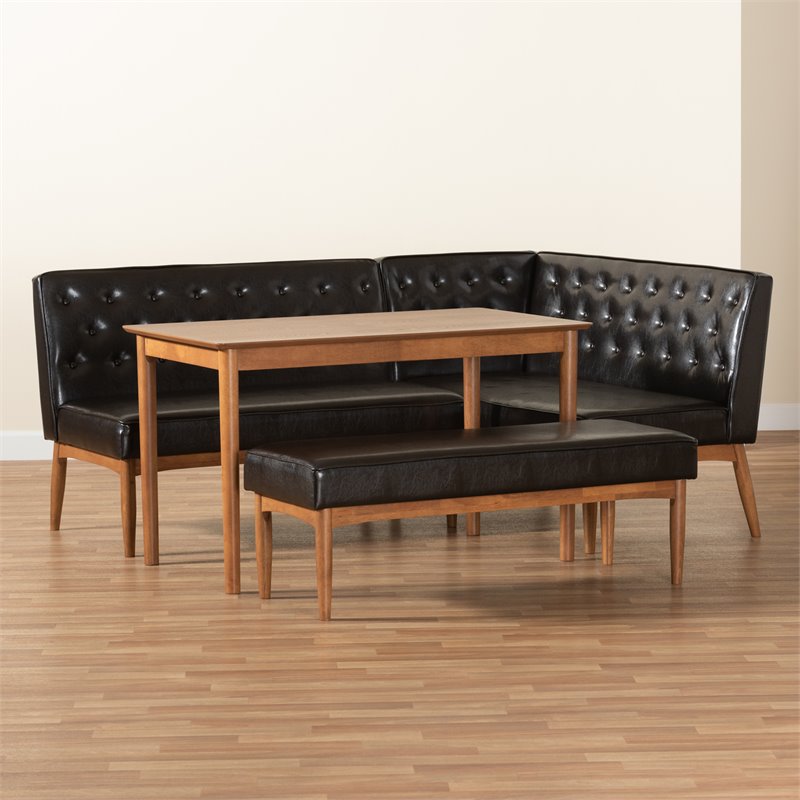 Baxton Studio Riordan Dark Brown and Brown Finished Wood 4-Piece Dining Set