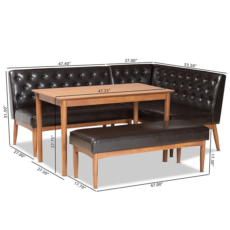 Baxton Studio Riordan Dark Brown and Brown Finished Wood 4-Piece Dining Set