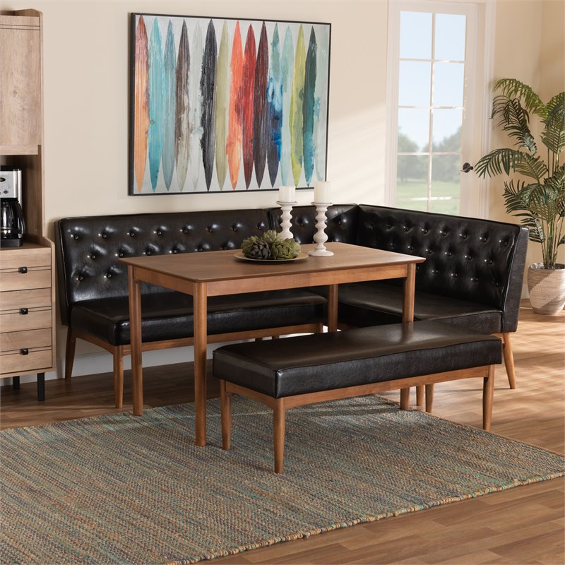 Baxton Studio Riordan Dark Brown and Brown Finished Wood 4-Piece Dining Set
