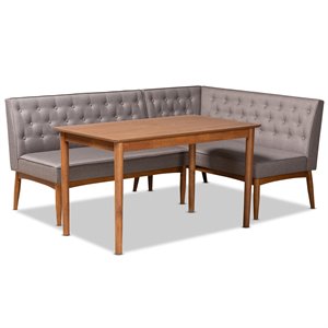 Baxton Studio Riordan Grey and Walnut Brown Finished Wood 3-Piece Dining Set