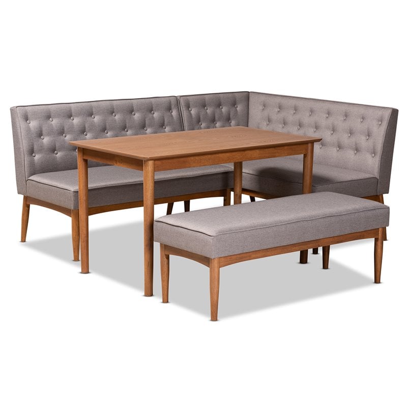 Baxton Studio Riordan Grey and Walnut Brown Finished Wood 4-Piece Dining Set
