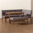 Baxton Studio Riordan Grey and Walnut Brown Finished Wood 4-Piece Dining Set