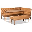 Baxton Studio Riordan Tan and Walnut Brown Finished Wood 4-Piece Dining Nook Set