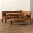 Baxton Studio Riordan Tan and Walnut Brown Finished Wood 4-Piece Dining Nook Set