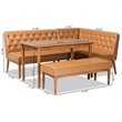 Baxton Studio Riordan Tan and Walnut Brown Finished Wood 4-Piece Dining Nook Set