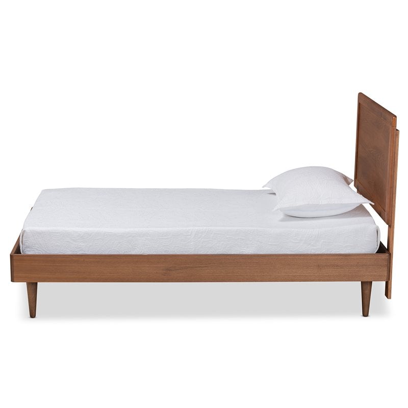 Baxton Studio Hiro Walnut Brown Finished Wood Twin Size Platform Bed