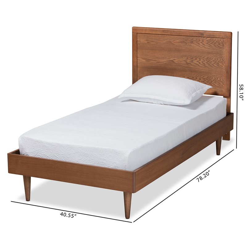 Baxton Studio Hiro Walnut Brown Finished Wood Twin Size Platform Bed