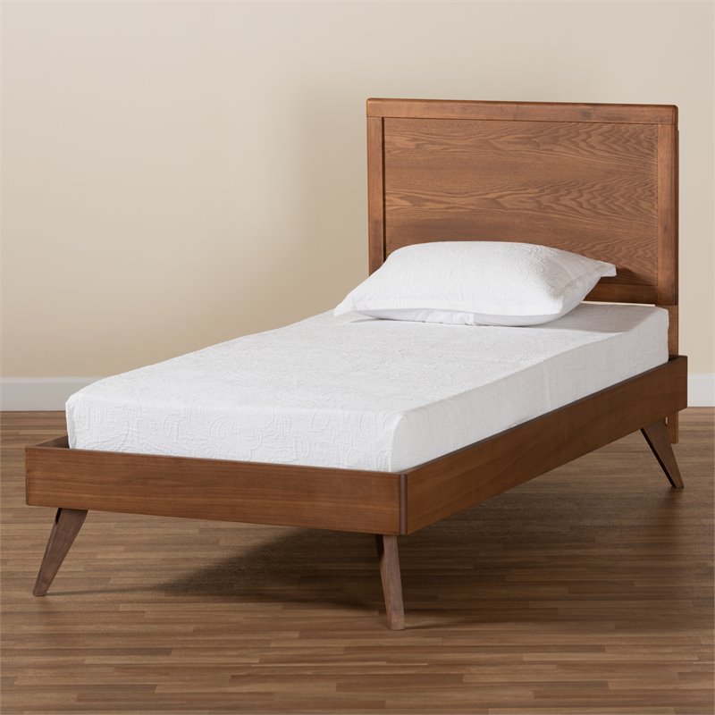 Baxton Studio Jiro Walnut Brown Finished Wood Twin Size Platform Bed