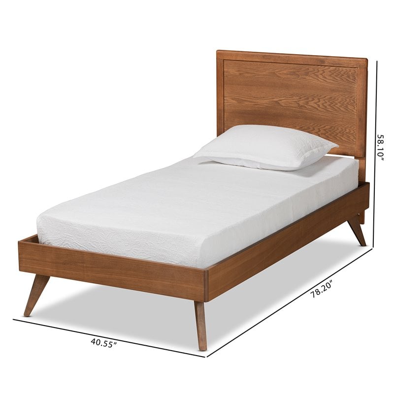 Baxton Studio Jiro Walnut Brown Finished Wood Twin Size Platform Bed