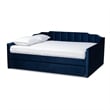 Baxton Studio Lennon Navy Blue Velvet Queen Size Daybed with Trundle