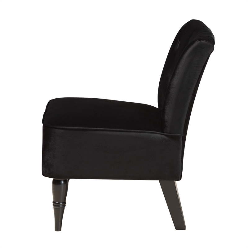 Baxton Studio Harmon Black Velvet and Black Finished Wood Accent Chair