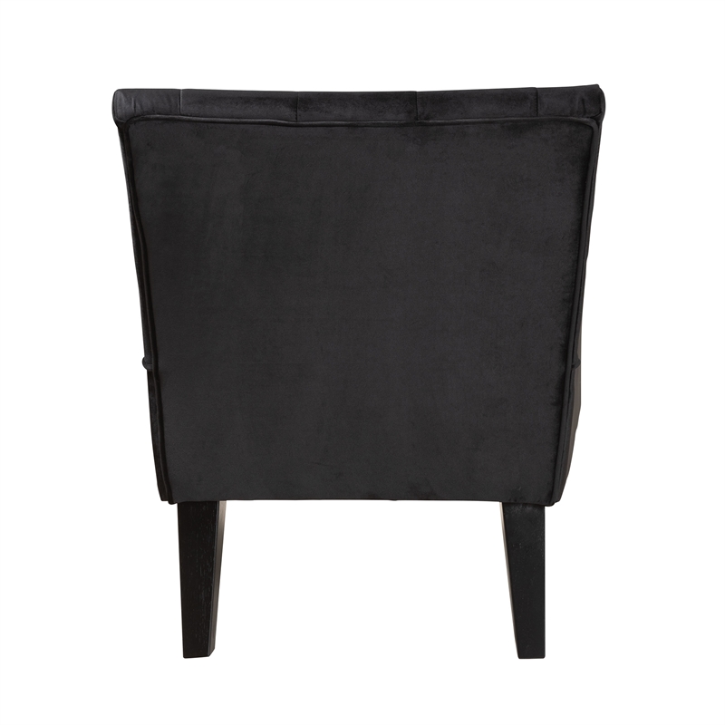 Baxton Studio Harmon Black Velvet and Black Finished Wood Accent Chair