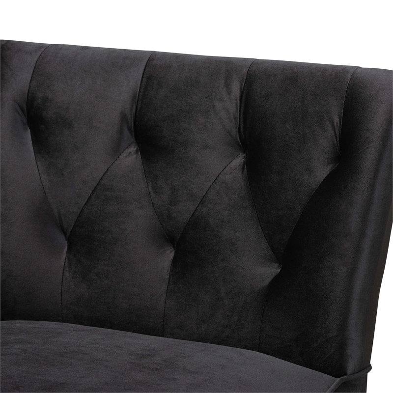 Baxton Studio Harmon Black Velvet and Black Finished Wood Accent Chair