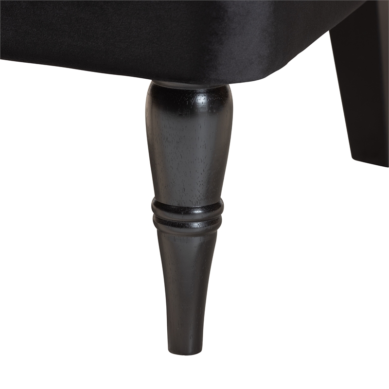 Baxton Studio Harmon Black Velvet and Black Finished Wood Accent Chair