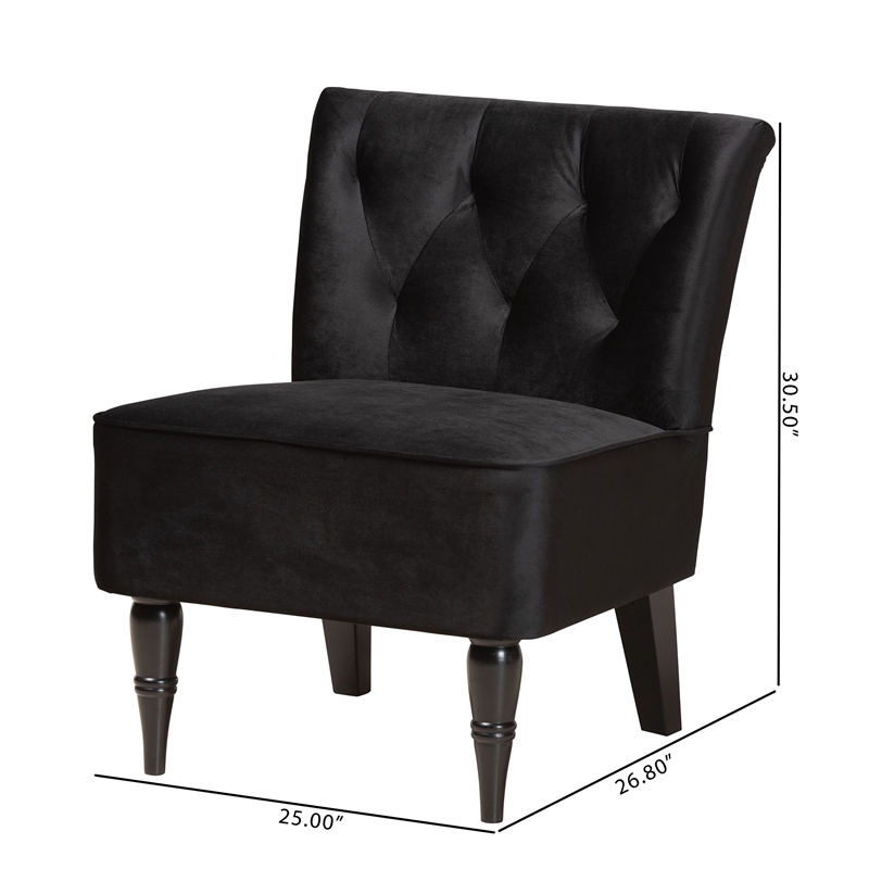 Baxton Studio Harmon Black Velvet and Black Finished Wood Accent Chair