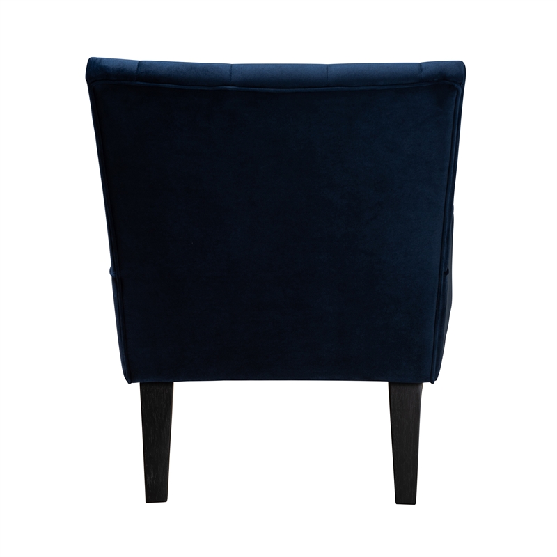 Baxton Studio Harmon Blue Velvet and Black Finished Wood Accent Chair
