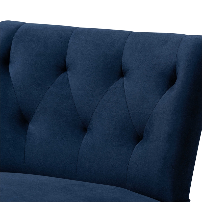 Baxton Studio Harmon Blue Velvet and Black Finished Wood Accent Chair