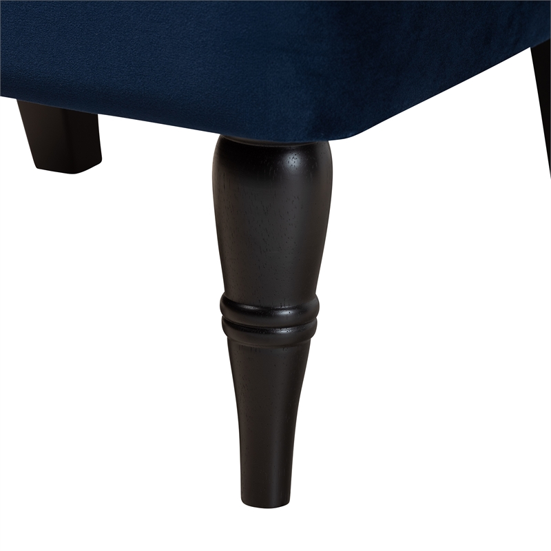 Baxton Studio Harmon Blue Velvet and Black Finished Wood Accent Chair