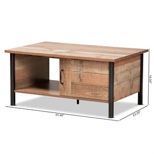baxton studio vaughan two-tone oak brown and black finished wood coffee table