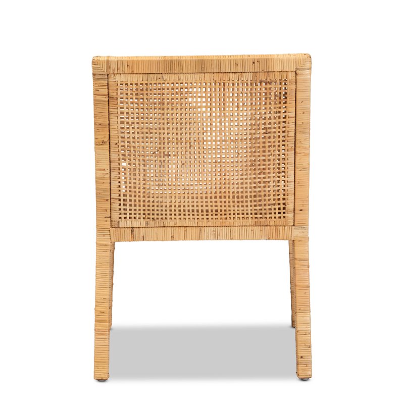 Baxton Studio Karis Natural Finished Wood and Rattan Armchair