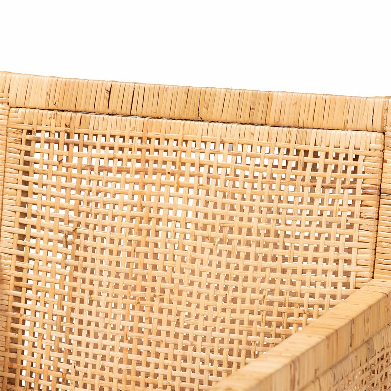 Baxton Studio Karis Natural Finished Wood and Rattan Armchair