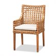 Baxton Studio Saoka Natural Brown Finished Wood and Rattan Armchair