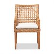 Baxton Studio Saoka Natural Brown Finished Wood and Rattan Armchair