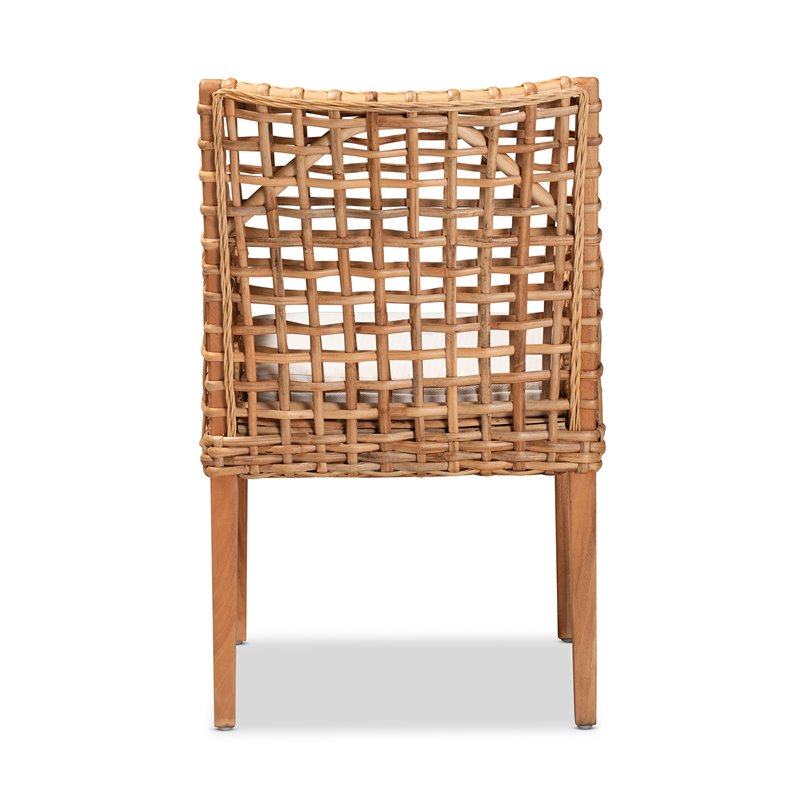Baxton Studio Saoka Natural Brown Finished Wood and Rattan Armchair