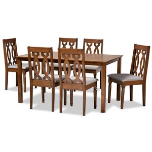 Baxton Studio Cherese Grey and Walnut Brown Finished Wood 7-Piece Dining Set