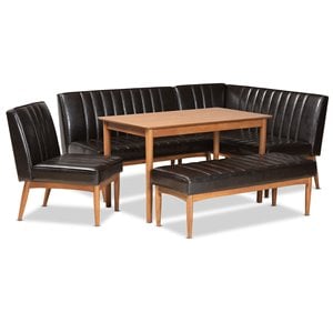 Baxton Studio Daymond Dark Brown and Brown Finished Wood 5-Piece Dining Nook Set