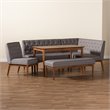 Baxton Studio Riordan Grey and Walnut Brown Finished Wood 5-Piece Dining Set