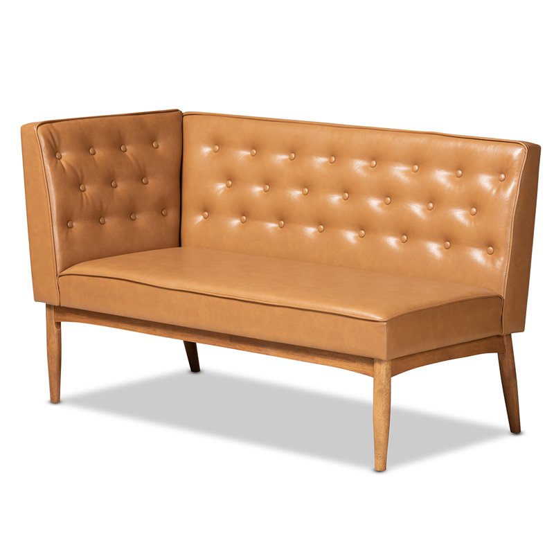 Baxton Studio Riordan Tan and Walnut Brown Finished Wood 5-Piece Dining Nook Set