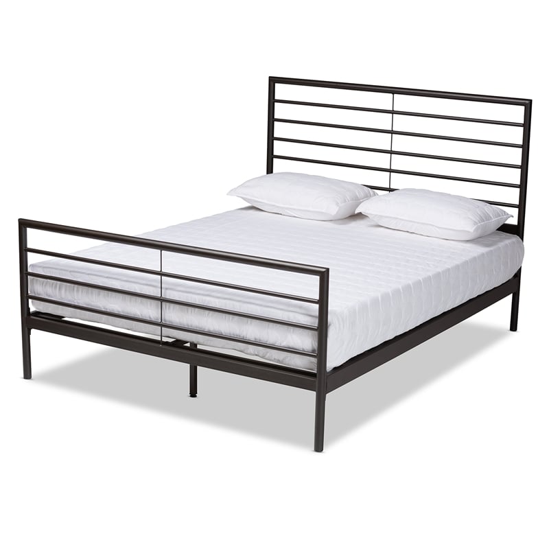 Baxton Studio Alva Industrial Black Finished Metal Full Size Platform Bed