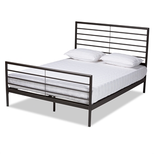 Baxton Studio Alva Industrial Black Finished Metal Full Size Platform Bed