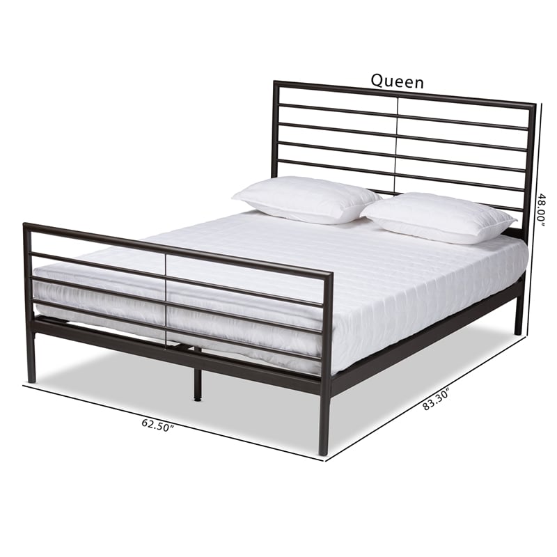Baxton Studio Alva Industrial Black Finished Metal Full Size Platform Bed