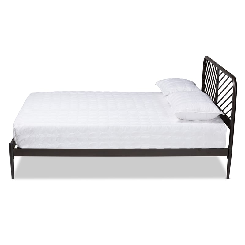 Baxton Studio Dora Industrial Black Finished Metal Queen Size Platform Bed
