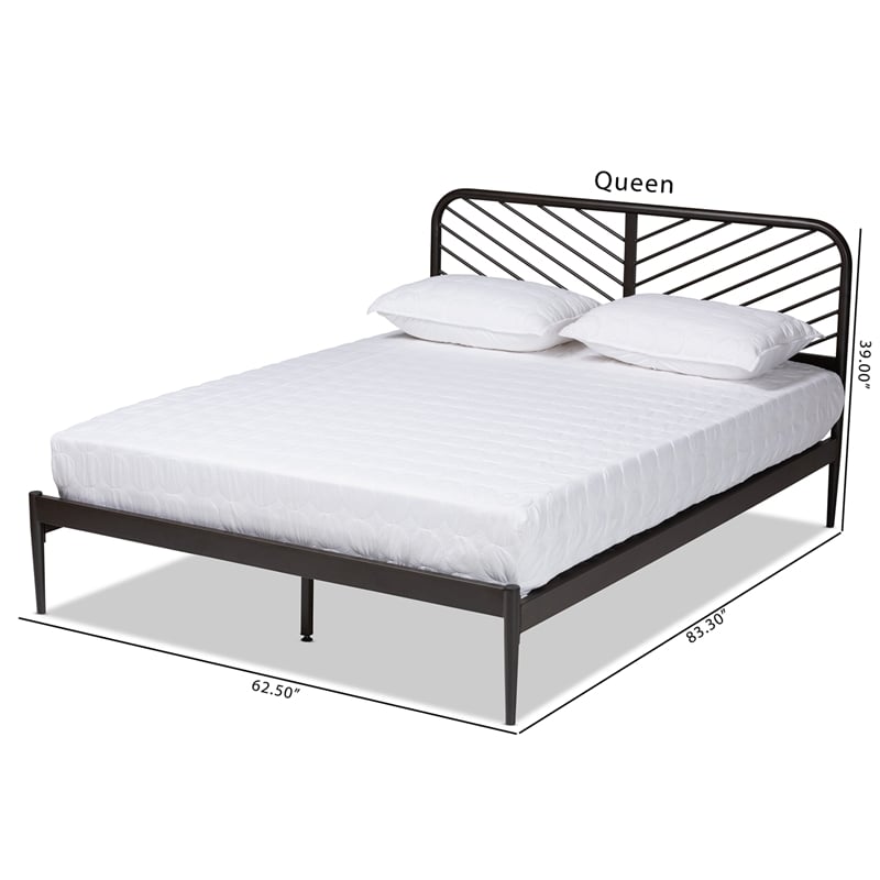 Baxton Studio Dora Industrial Black Finished Metal Queen Size Platform Bed
