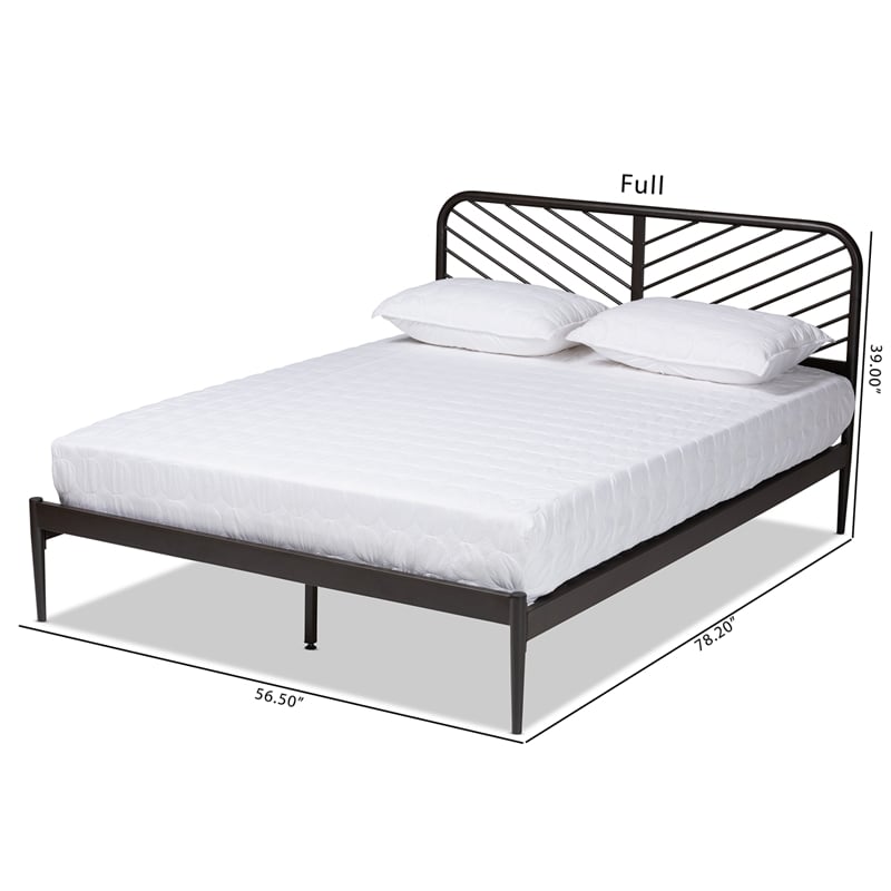 Baxton Studio Dora Industrial Black Finished Metal Queen Size Platform Bed